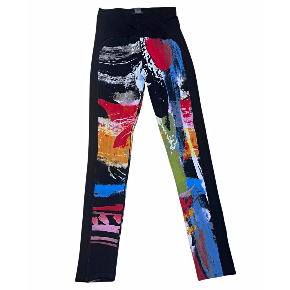 Eva Varro Womens Abstract Art Print Designer Leggings Colorful Size Large Unique